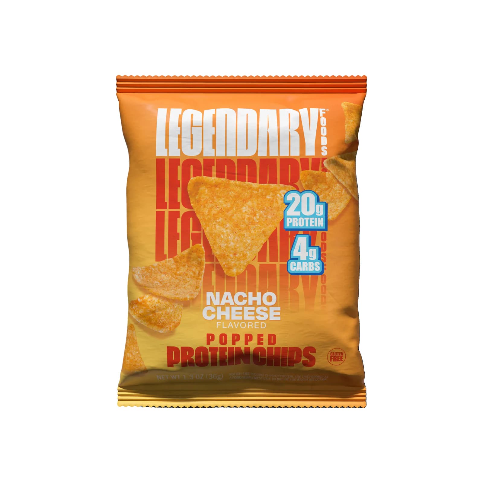 Legendary Foods Popped Protein Chips package on a white background