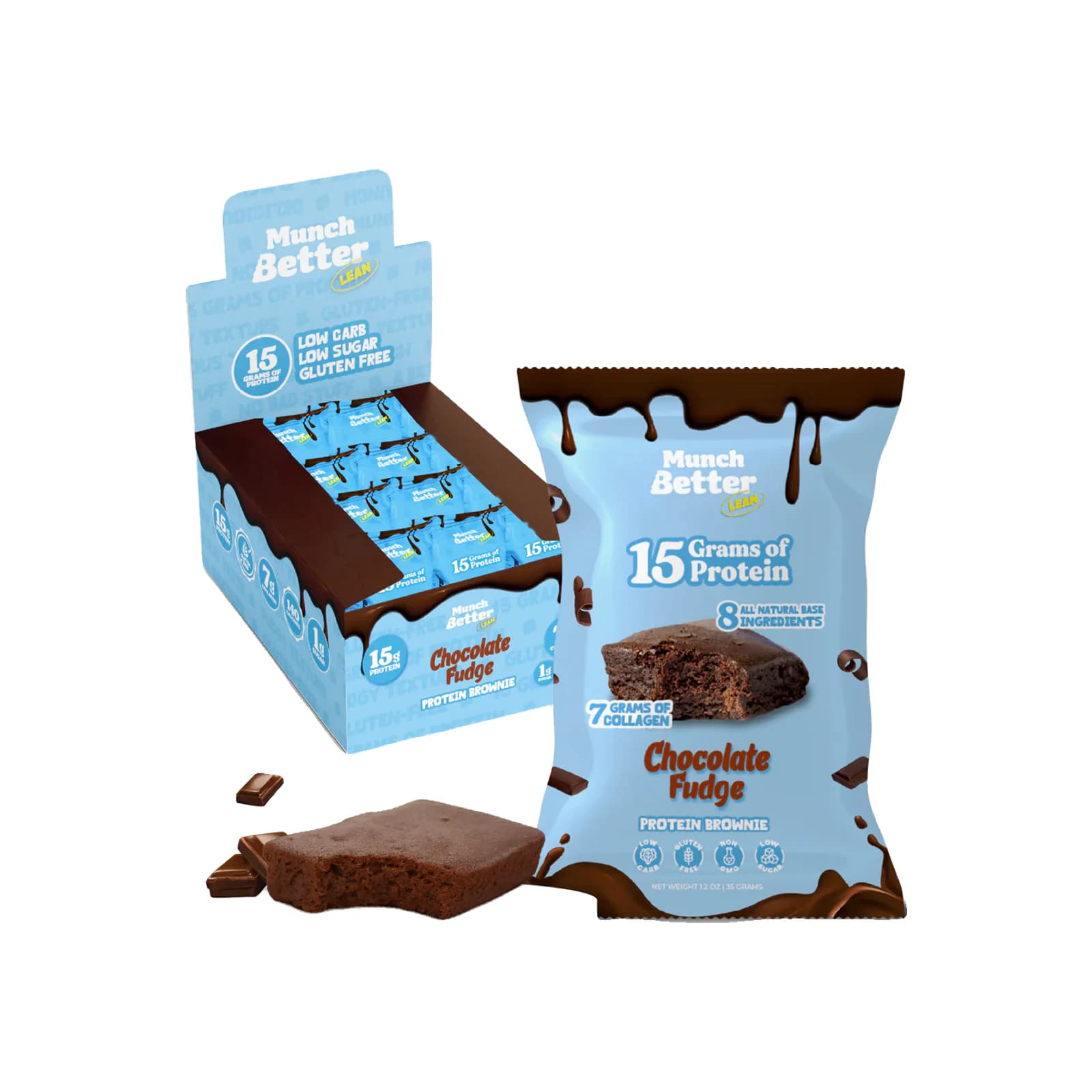 Munch Better Protein Brownie package on a white background