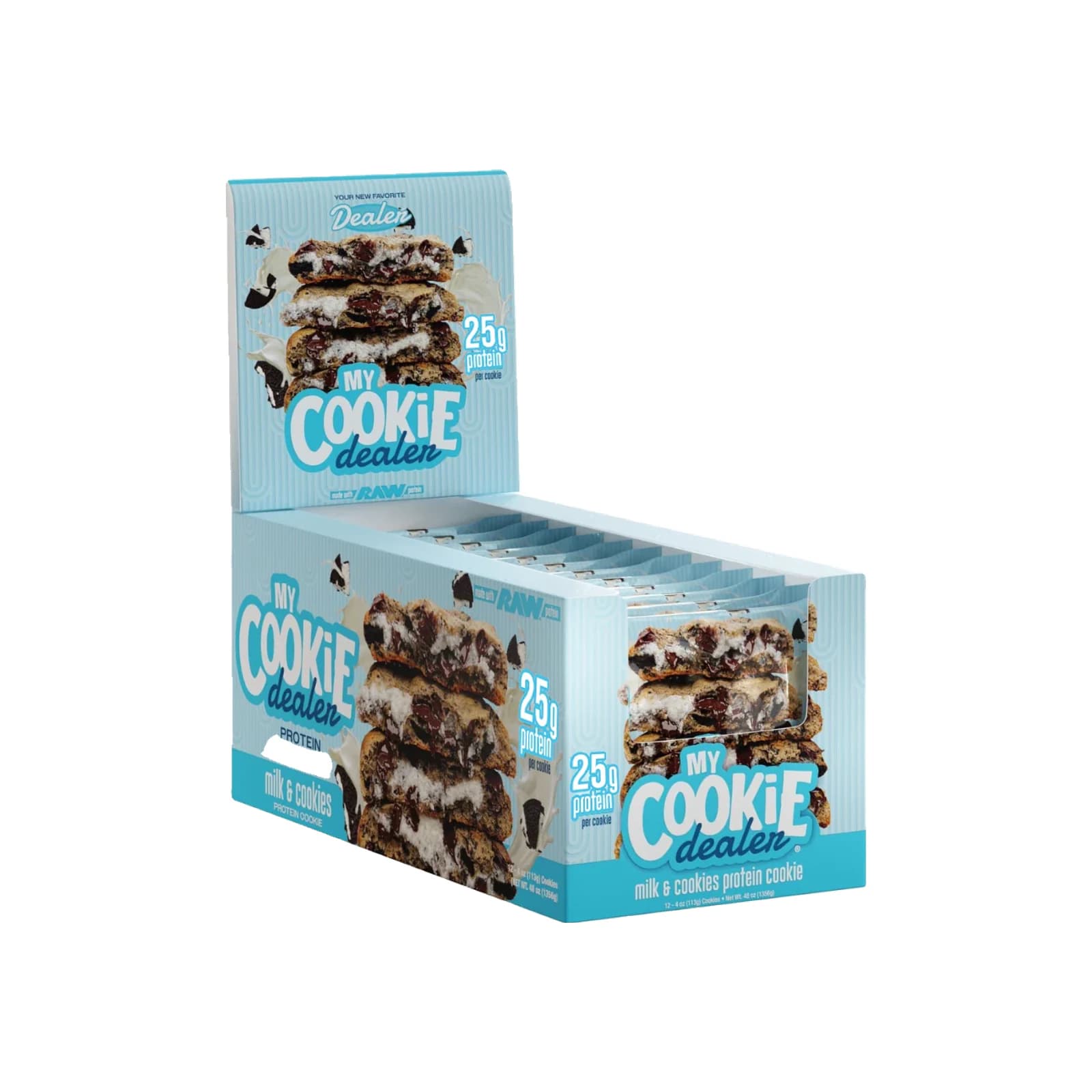 My Cookie Dealer x RAW Protein Cookie 4oz — New Formula package on a white background