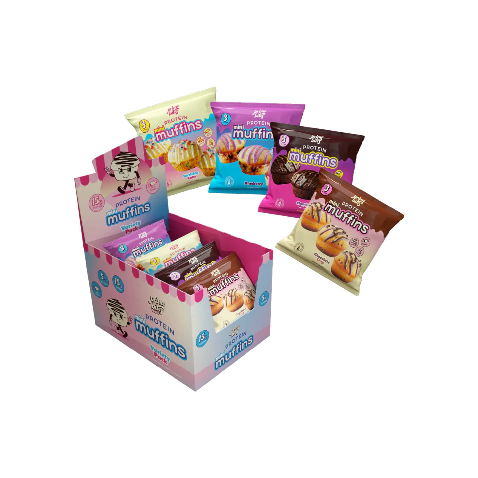 Prime Bites Protein Mini Muffins package on a white background