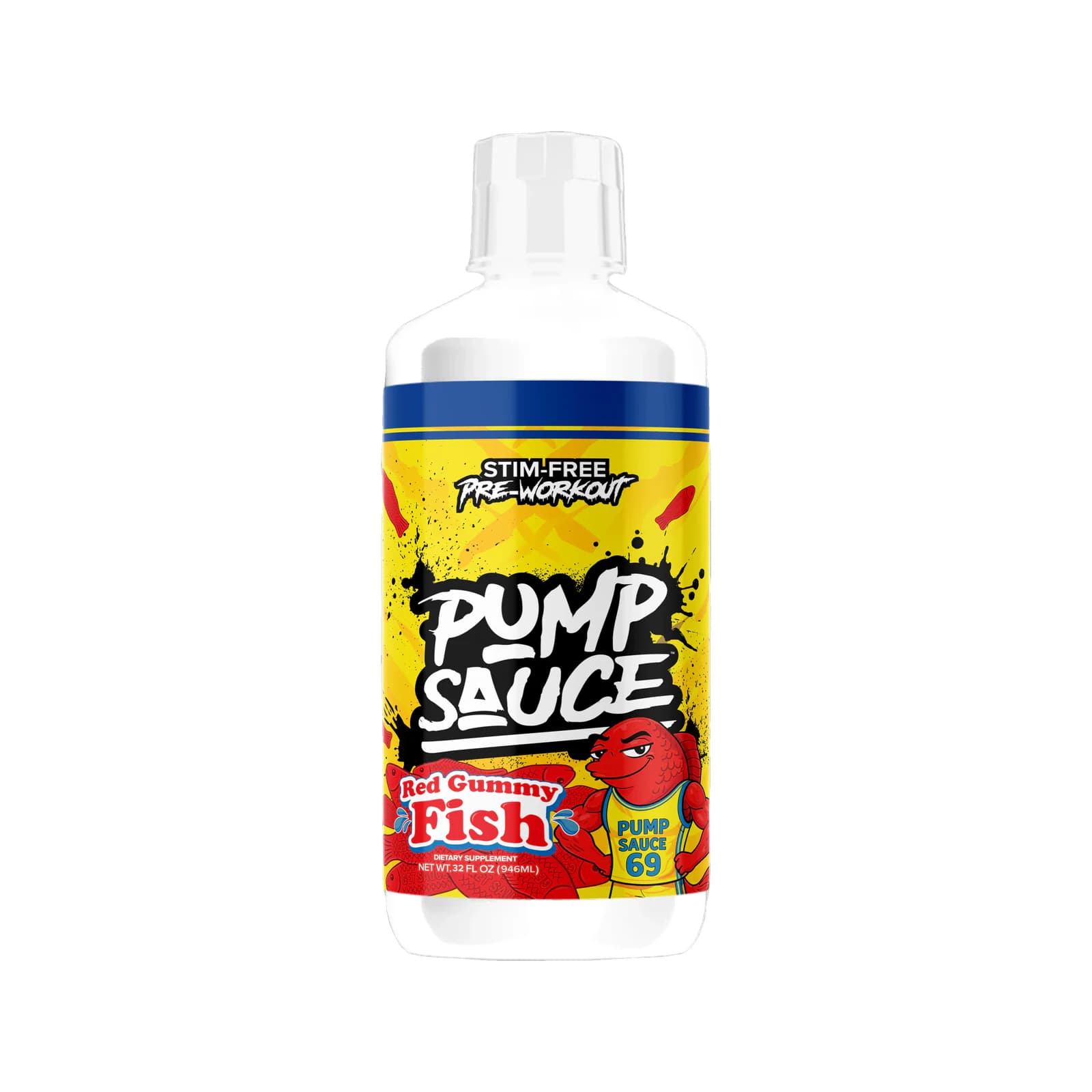 Pump Sauce Stim-Free Liquid Pre-Workout package on a white background