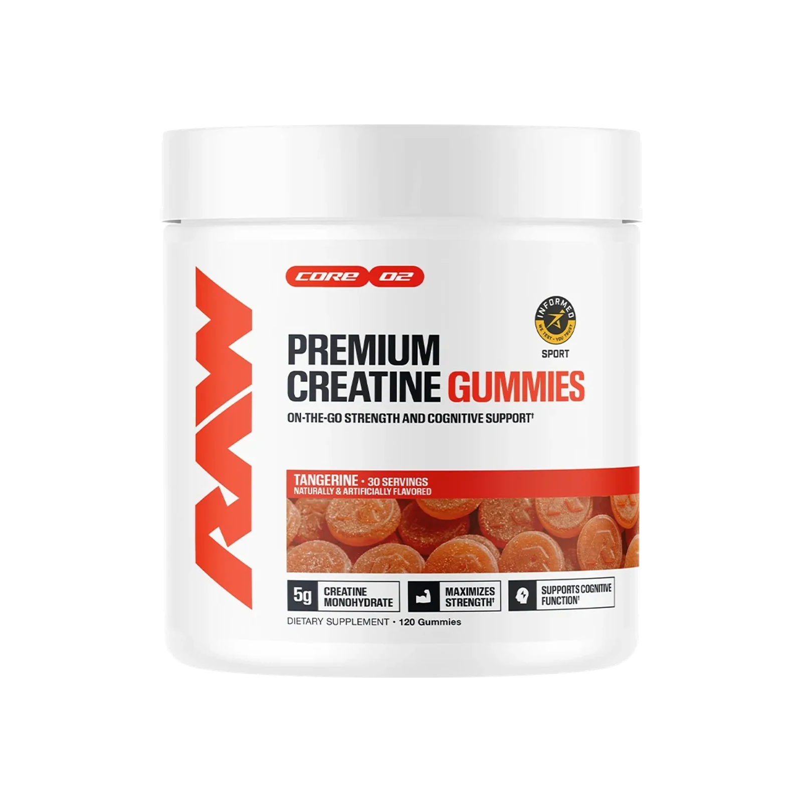 Raw Nutrition Creatine Gummies package on a white background