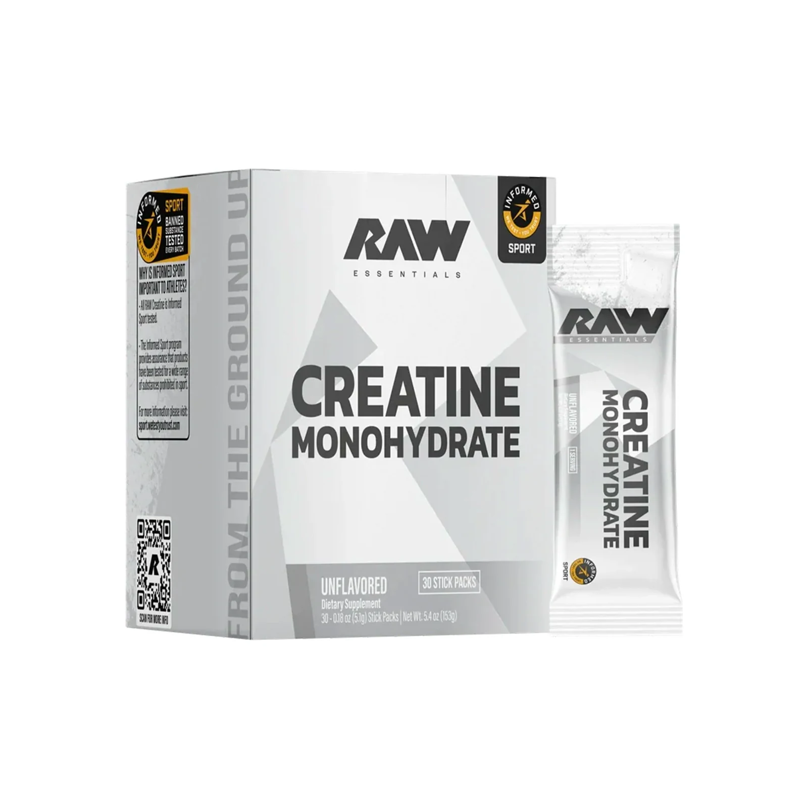 Raw Nutrition Creatine Stick Packs package on a white background