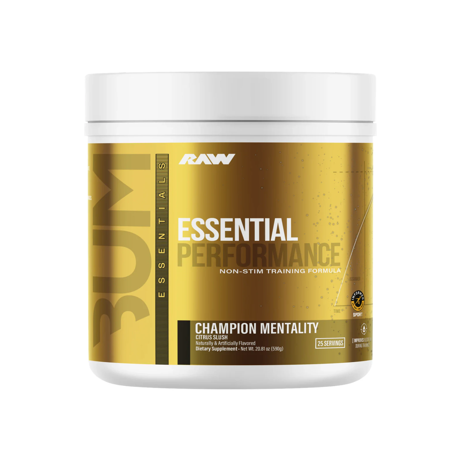 Raw Nutrition Essential Performance Pre-Workout package on a white background