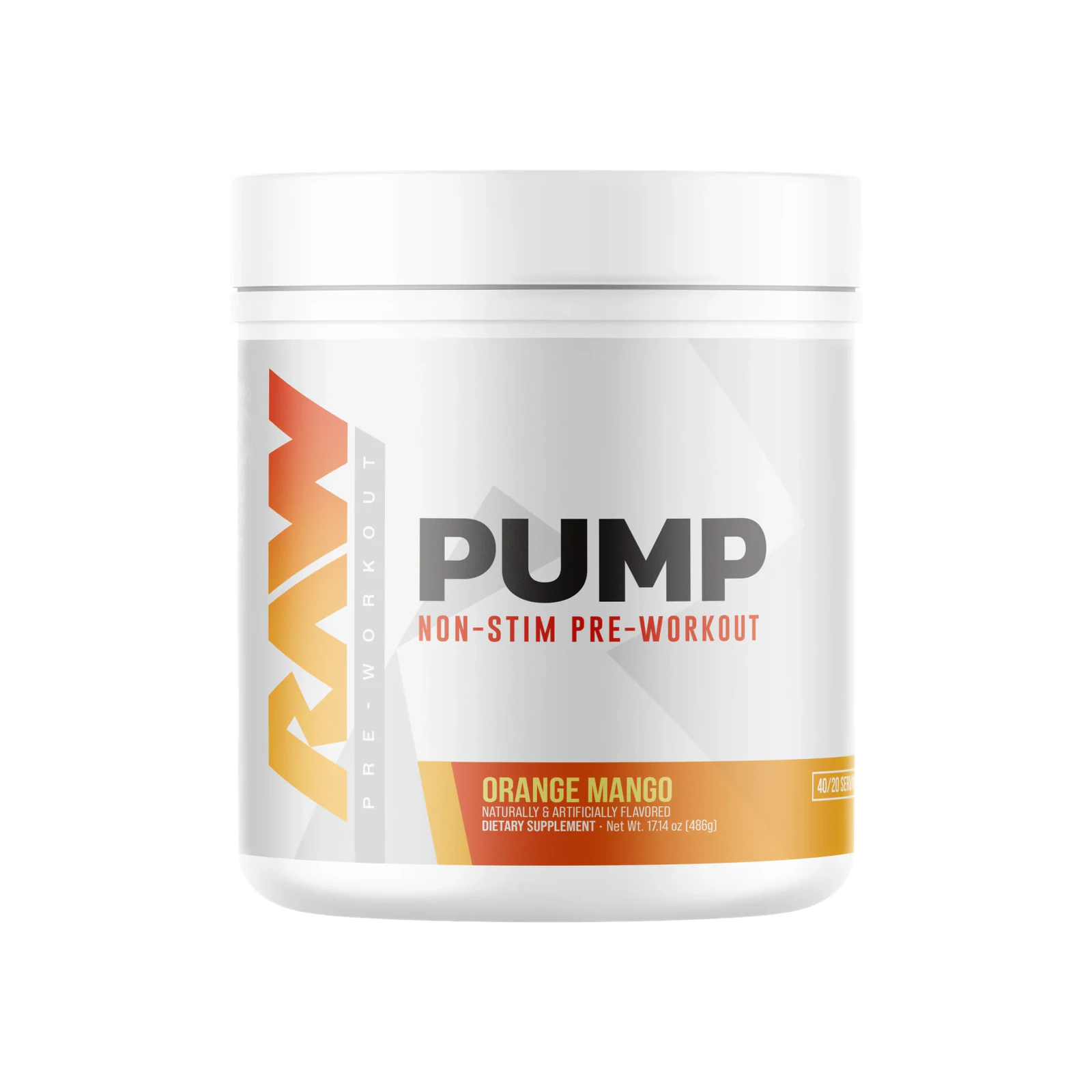 Raw Nutrition Pump Non-Stim Pre-Workout package on a white background