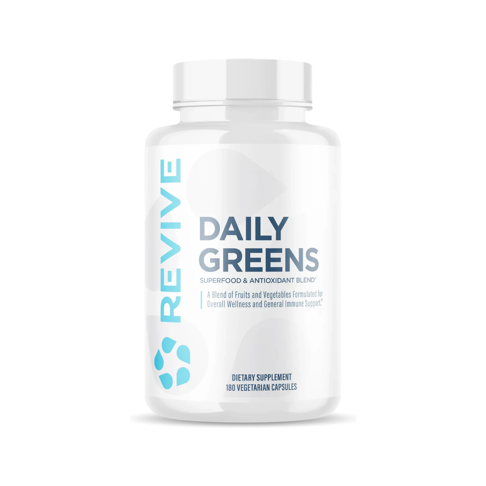 Revive MD Daily Greens Capsules package on a white background