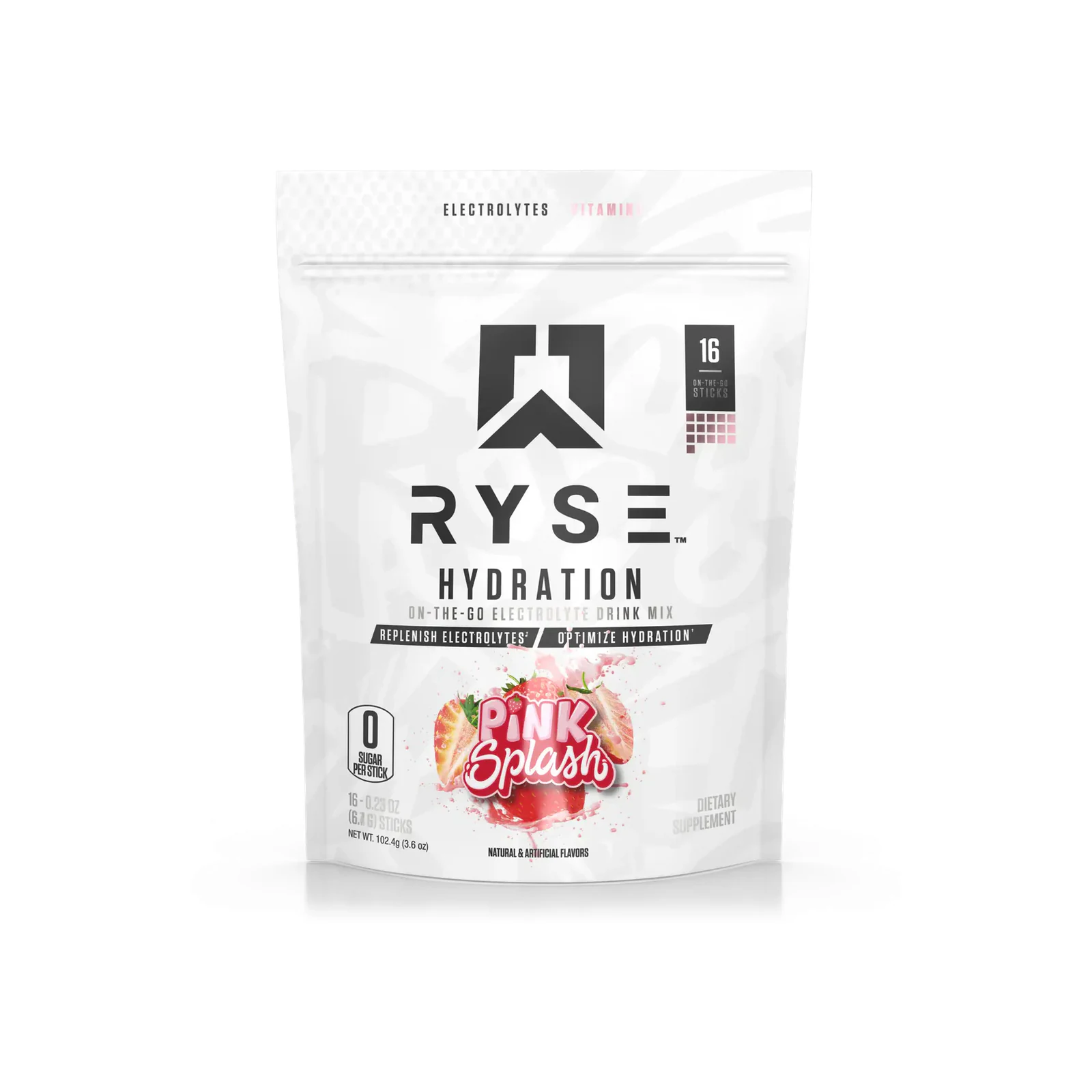 RYSE Hydration Sticks package on a white background