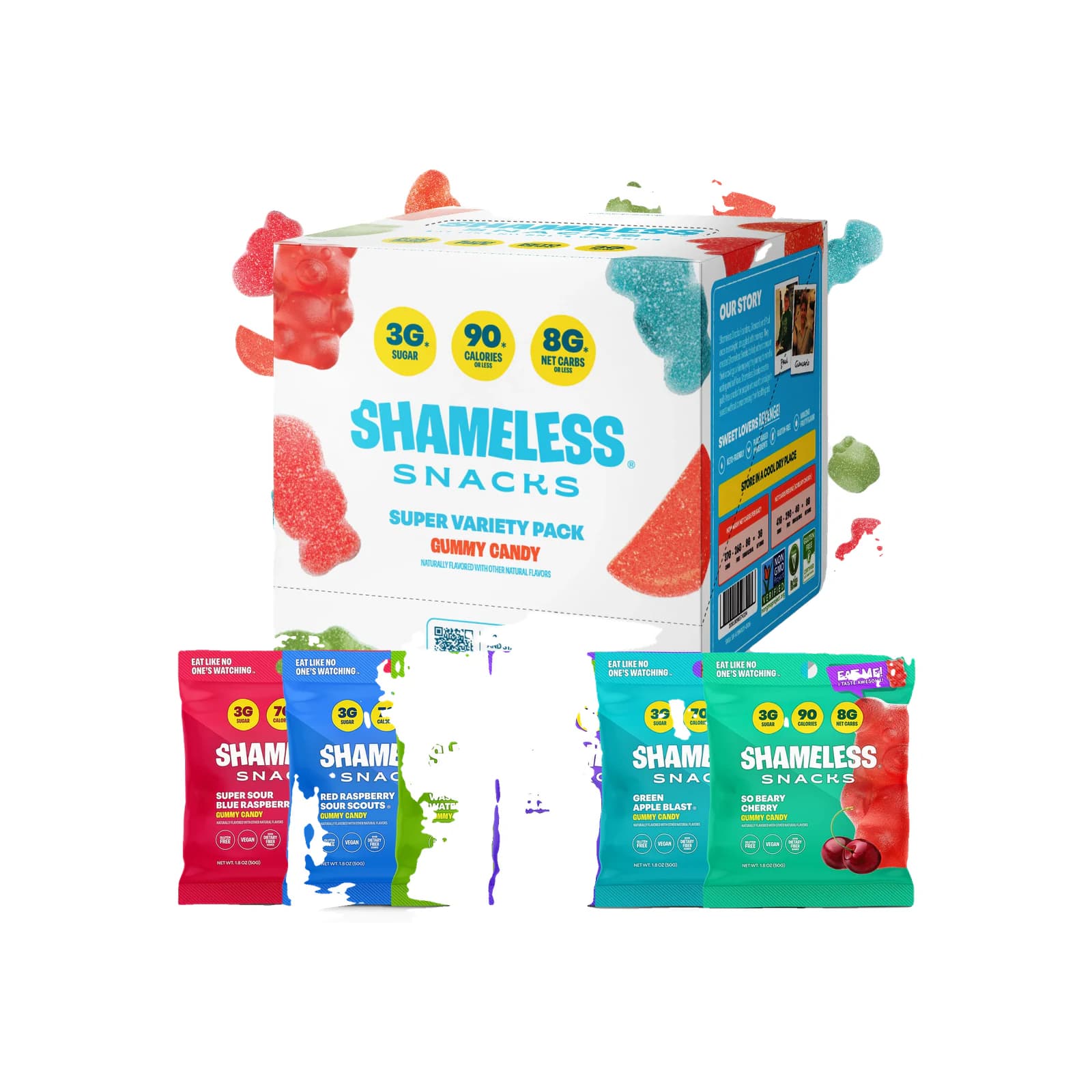 Shameless Snacks Gummy Candy package on a white background