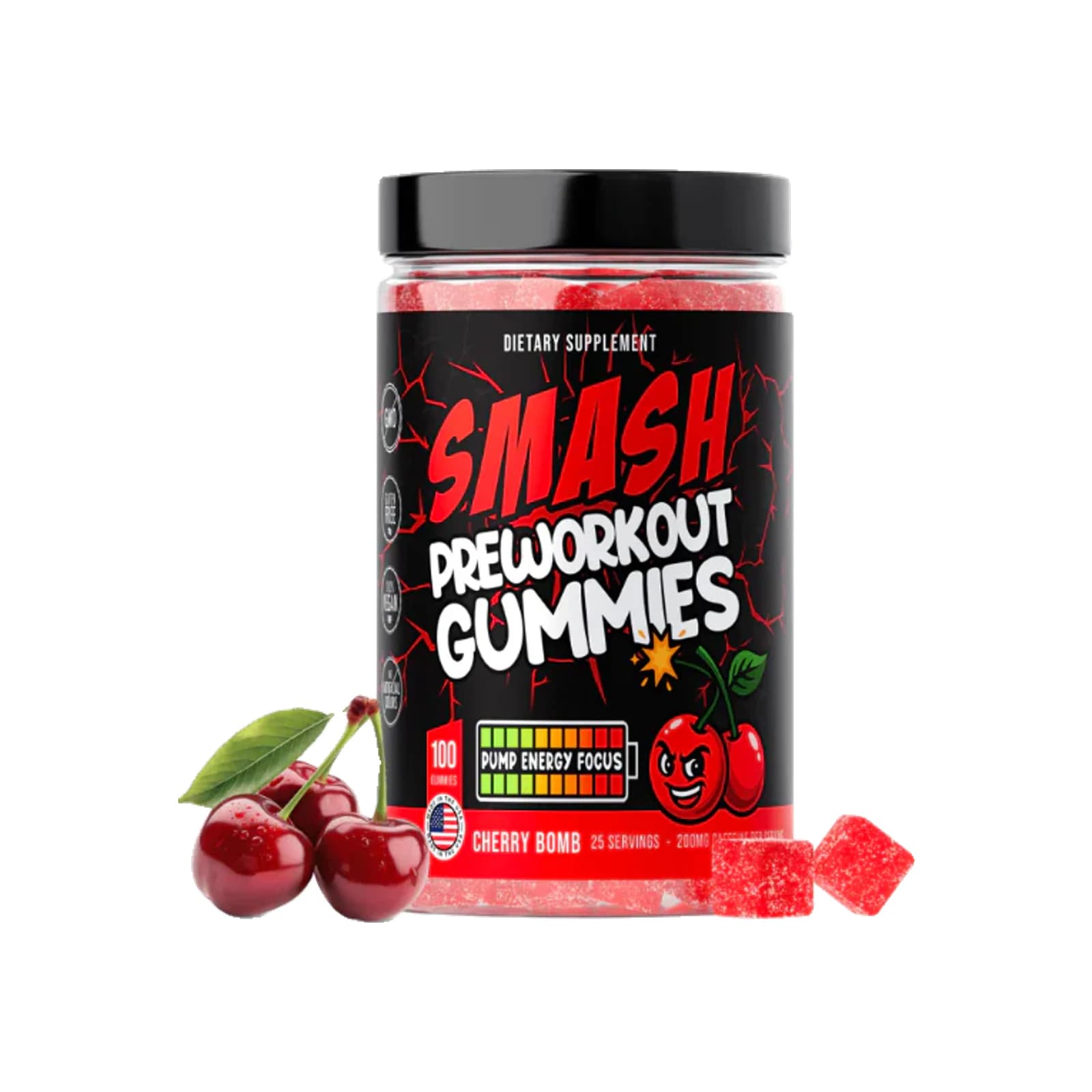 SMASH Pre-Workout Gummies package on a white background