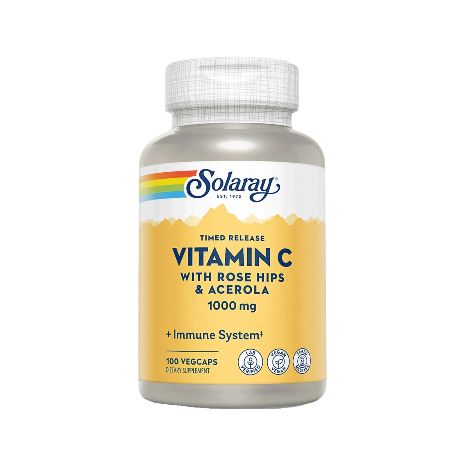 Solaray Vitamin C with Rose Hips & Acerola package on a white background