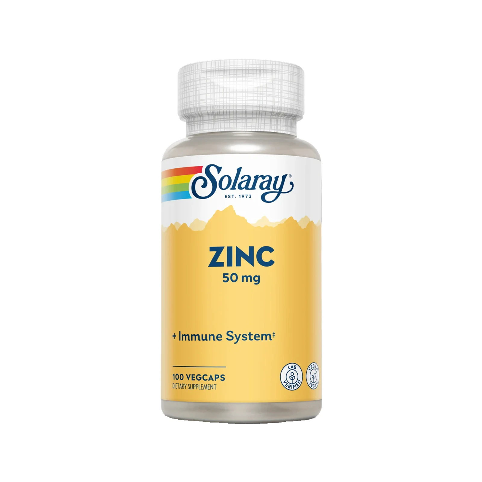 Solaray Zinc 50 mg package on a white background
